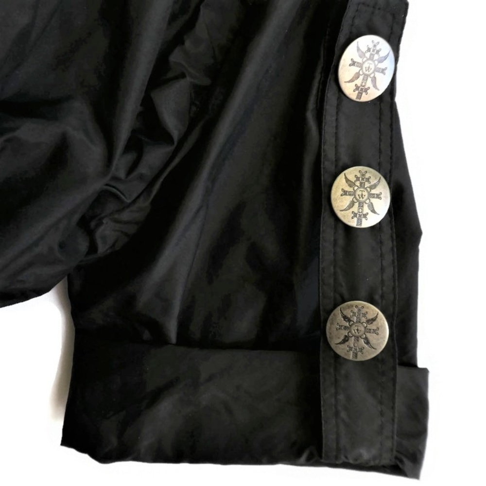 SiLK Thomas Wylde Black Jacket Coat Designer Etched Silver Hardware Snap Zip 6 - Picture 4 of 8